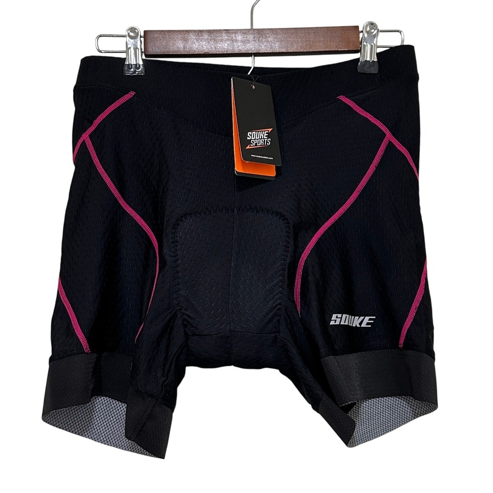 Souke Sports Cycling Shorts Womens XL Black Rose New Padded Bike Shorts